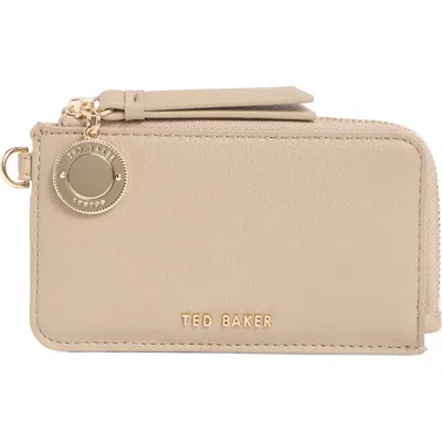 Ted Baker Lulu Leather Zip Card Case In Taupe