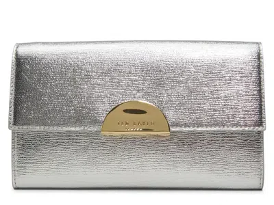 Ted Baker Luna Leather Clutch In Silver