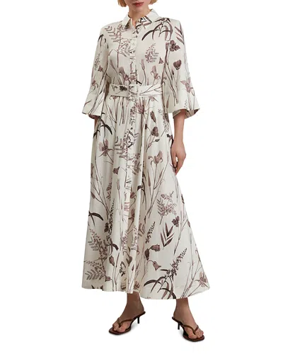 Ted Baker Luwisa Linen Silk Pleated Midi Dress In Neutral