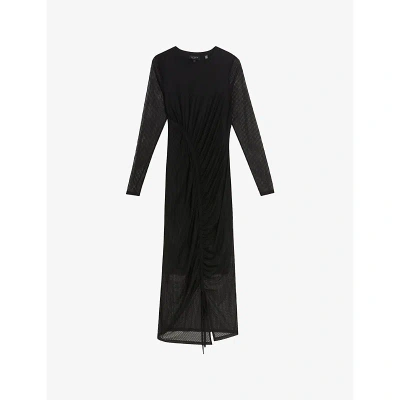 Ted Baker Womens Black Lyann Gathered Stretch-woven Midi Dress