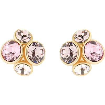 Ted Baker Lynda Crystal Cluster Stud Earrings In Gold Tone / Pink Multi Crystal