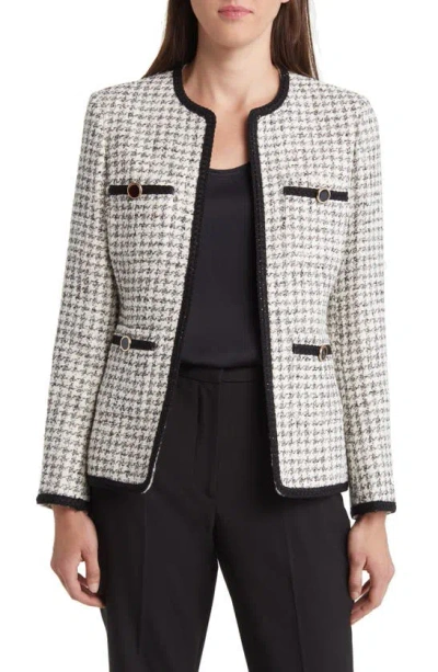 Ted Baker London Lyrra Houndstooth Bouclé Jacket In White
