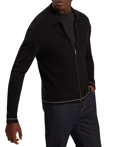 Ted Baker Lysand Chevron Stitch Zip Front Sweater In Black