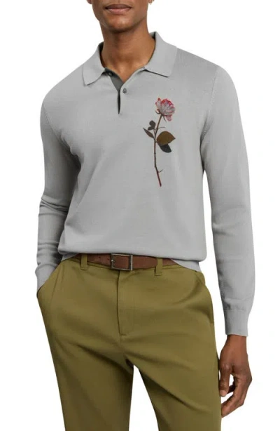 Ted Baker Maeliss Long Sleeve Polo In Gray