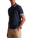 Ted Baker Palos Regular Fit Textured Cotton Knit Polo In Navy