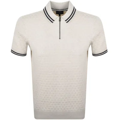 Ted Baker Mahani Zip Polo T Shirt Beige