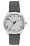Ted Baker Manhatt Leather Strap Watch, 40mm In Silver-tone