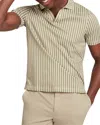 Ted Baker Matejo Mini Check Open Neck Polo Shirt In Green