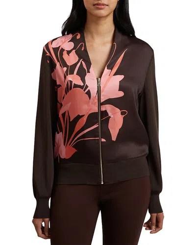 Ted Baker Matiina Zippered Cardigan In Dark Brown