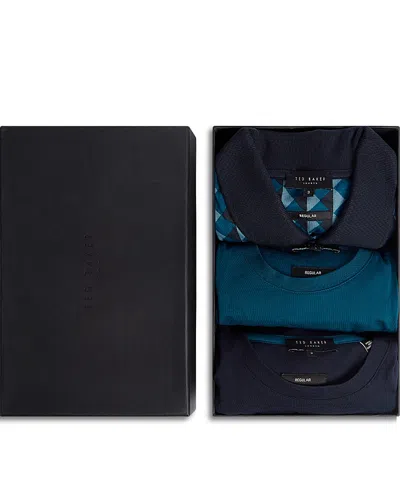 Ted Baker Mayison Short Sleeve Jersey Shirts Gift Set, Pack Of 3 In Blue