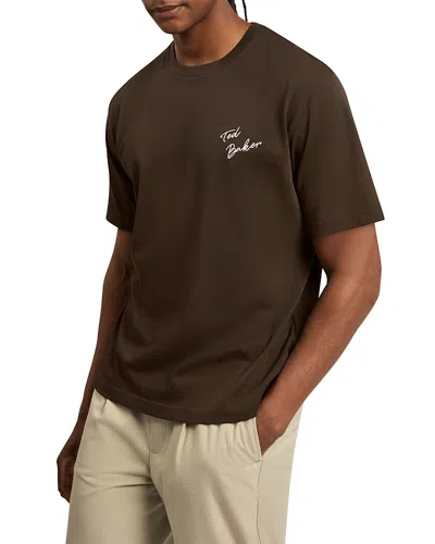 Ted Baker Mayllon Short Sleeve Graphic Relaxed Tee In Brown