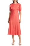 TED BAKER MAYYIA RUFFLE TIE BACK PUFF SLEEVE A-LINE DRESS