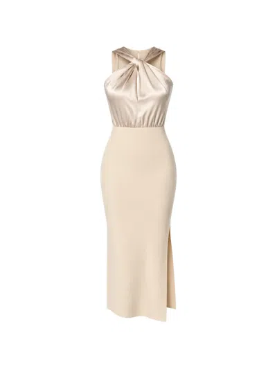 Ted Baker Mellana Twist-neck Midi Dress In Neutral