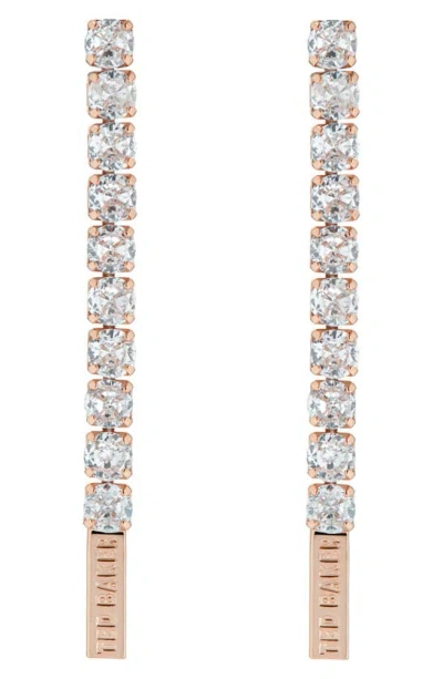 Ted Baker Mellsie Crystal Linear Drop Earrings In Rose Gold Tone/ Clear Crystal