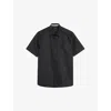 Ted Baker Mens Black Palomas Regular-fit Short-sleeve Linen And Cotton-blend Shirt