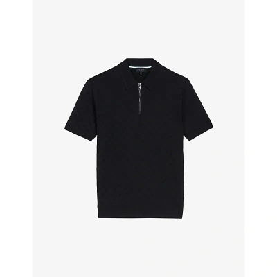 Ted Baker Mens Black Palton Regular-fit Stretch-knit Polo Shirt