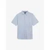 Ted Baker Palomas Mens Short Sleeve Linen Shirt In Light Blue
