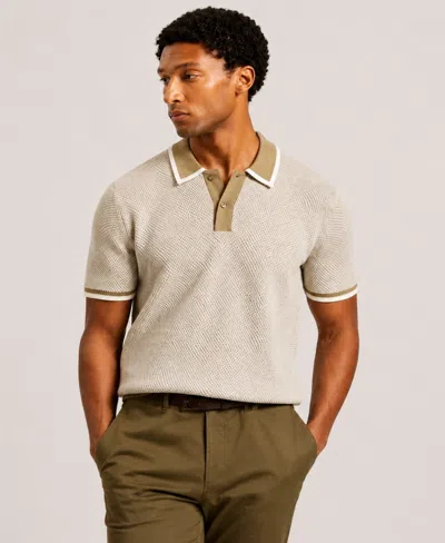Ted Baker Men's Breame Masterfully Waffle Texture Regular-fit Polo Shirt In Neutral