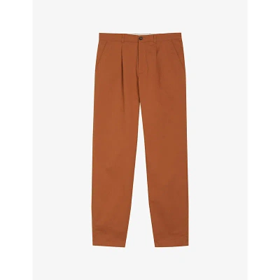 Ted Baker Mens Brown Holmer Regular-fit Tapered-leg Cotton-blend Trousers