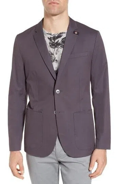 Pre-owned Ted Baker Men's Cliford Piece-dyed Cotton Blazer Light Gray 40r $495 C858