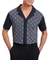 Ted Baker Danlibe Short Sleeve Argyle Button Through Jersey Shirt In Blue