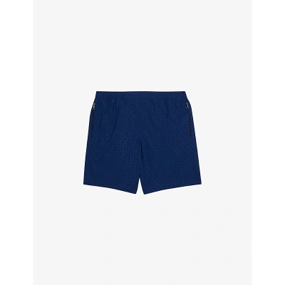 Ted Baker Mens Dk-blue Tjacks Graphic-print Regular-fit Woven Swim Shorts