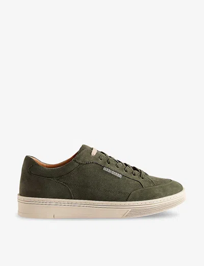 Ted Baker Mens Dk-green Hampstd Contrast-trim Leather Low-top Trainers