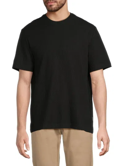 Ted Baker Men's Drop Needle Ribbed Cotton-blend T-shirt In Black