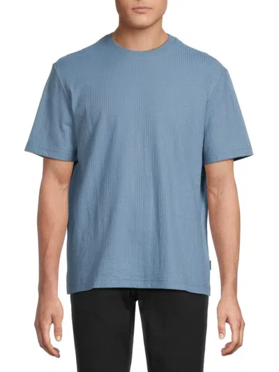 Ted Baker Men's Drop Needle Ribbed Cotton-blend T-shirt In Blue