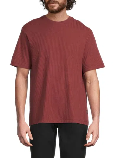 Ted Baker Men's Drop Needle Ribbed Cotton-blend T-shirt In Burgundy