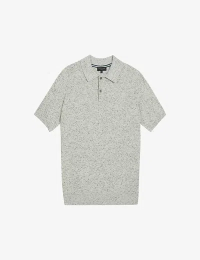 Ted Baker Ustee Marled Knitted Polo Shirt In Ecru