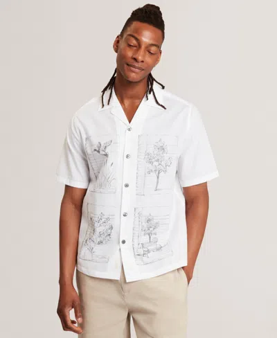 Ted Baker Gallagher Relaxed Fit Wildlife Sketch Graphic Shirt In Animal Print