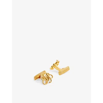 Ted Baker Mens Gold-col Logo-embellished Brass Cufflinks