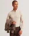Ted Baker Jeremee Texture Stitch Half-zip Sweater In Brown
