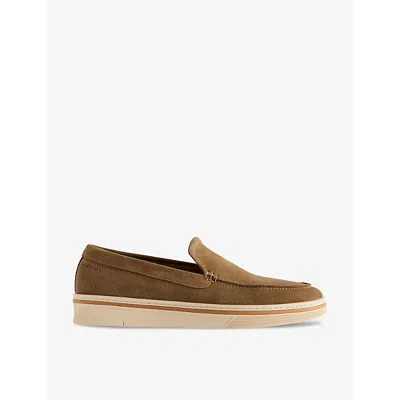 Ted Baker Mens Khaki Hampshr Court Slip-on Leather Loafers In Khaki
