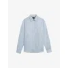 Ted Baker Mens Lt-blue Romeos Long-sleeve Regular-fit Linen-blend Shirt