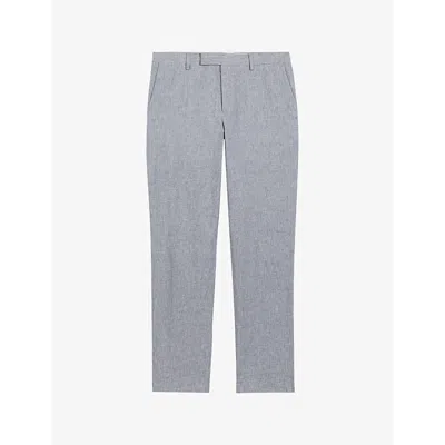Ted Baker Mens Lt-grey Frankt Pinstriped Slim-fit Stretch Cotton-blend Trousers