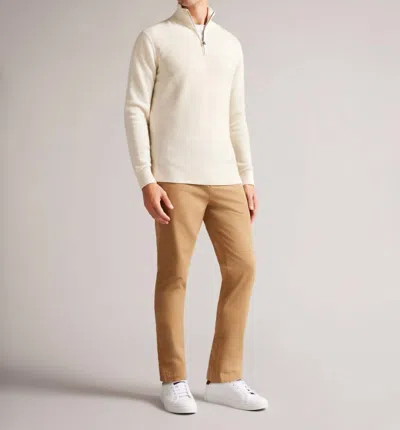 Ted Baker Men's Meaddo Funnel Neck Half Zip Sweater In Natural In Beige