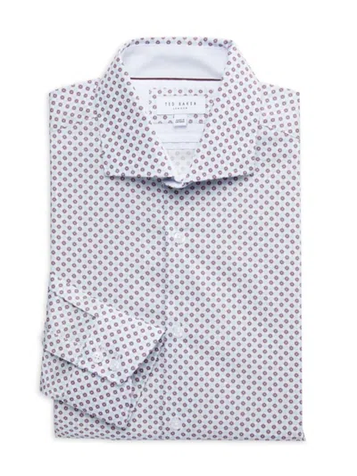 Ted Baker Men's Medallion Print Slim Fit Cotton Blend Dress Shirt