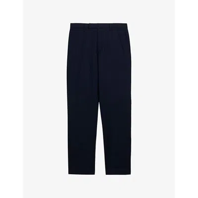 Ted Baker Mens Navy Felixt Straight-leg Slim-fit Stretch-cotton Trousers