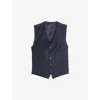 TED BAKER TED BAKER MEN'S NAVY FORBYW PUPPYTOOTH-TEXTURE STRETCH WOOL-BLEND WAISTCOAT