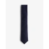 Ted Baker Mens Navy Textured-weave Silk And Linen Tie