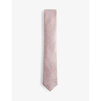 Ted Baker Mens Pink Floral-pattern Silk Tie
