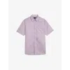 Ted Baker Mens Purple Palomas Regular-fit Short-sleeve Linen And Cotton-blend Shirt