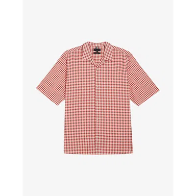 Ted Baker Mens Red Oise Geometric-print Relaxed-fit Cotton Shirt