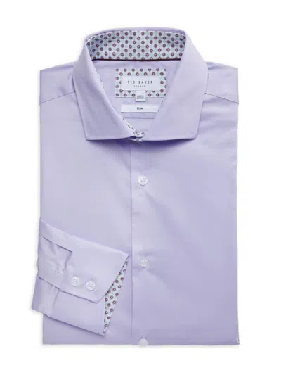 Ted Baker Men's Slim-fit Pattern-lined Dress Shirt In Purple