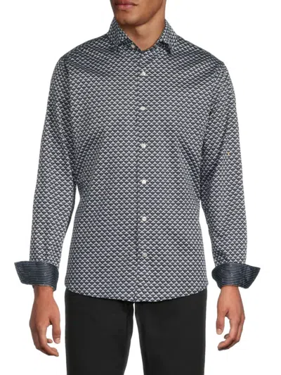 Ted Baker Men's Soren Gingko Stretch-cotton Shirt In Blue