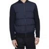 Ted Baker Men's Spores Quilted Front Knit Back Navy Blue Jacket Outerwear Coat In Blue