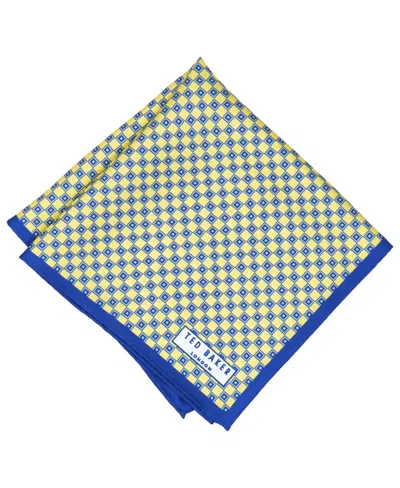 Ted Baker Men's Square Neat Pattern Pocket Square In Yellow