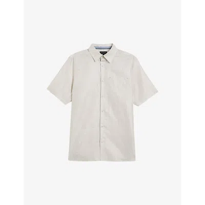 Ted Baker Mens Stone Palomas Regular-fit Short-sleeve Linen And Cotton-blend Shirt
